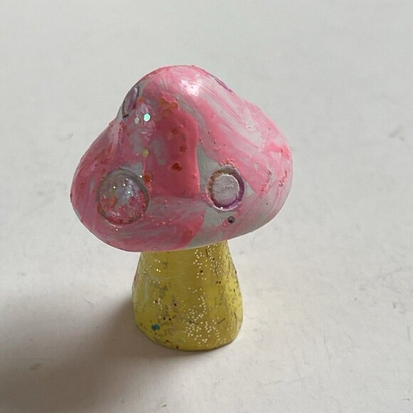 Handcrafted Pink Yellow Mushroom - Picture 2 of 5
